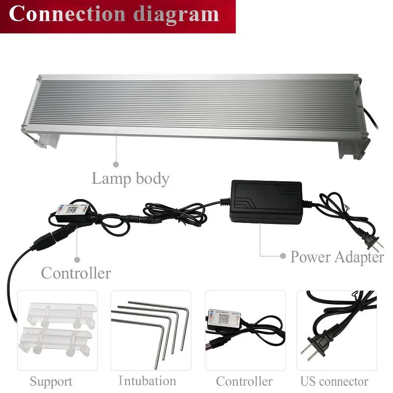 Luminária led rgb smd 5050 para aquário, extensível, lâmpada led para tanque de peixes, suporte com prendedor - Image 1