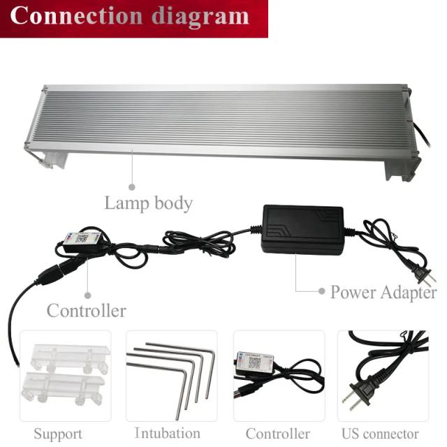 Luminária LED RGB SMD 5050 Extensível para Aquário com Suporte para Lâmpada de Tanque de Peixes