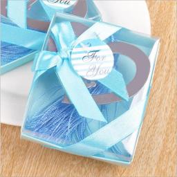 Lembrancinhas de casamento (50 segundos) presentes de aço inoxidável coração cruzado marcador com borla azul chá de bebê produtos para festas (50) - Image 3