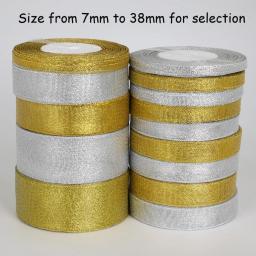 Fita de organza com glitter, 25 jardas, 7/13/15/20/25/38mm, para festa de casamento, decoração de natal, faça você mesmo, fita para embrulho de presente - Image 2