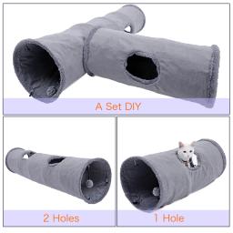 Brinquedo túnel para gatos, brinquedo grande e longo com bola de jogo, camurça de cor pura, gatinhos s/m dobrável, suprimentos para animais de estimação, estrutura de aço - Image 2