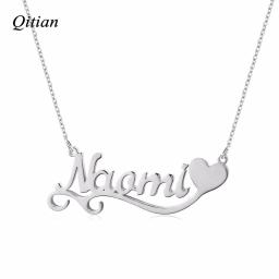 Colar com nome personalizado com símbolo de coração, colar cursivo com placa de identificação de aço inoxidável, presente artesanal para mulheres, gargantilha - Image 4