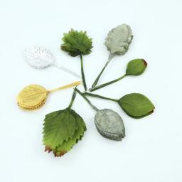 12pçs flores artificiais para casamento, acessórios de decoração para casa, flores decorativas, grinaldas de folhas falsas, presentes diy, folhas de ouro baratas - Image 3