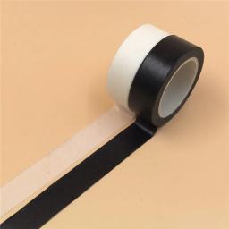Fita adesiva decorativa básica 10m x 15mm, washi adesivo gravável e preto, material escolar de papelaria - Image 2