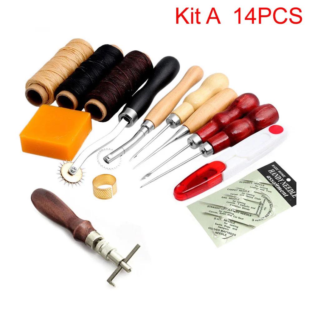 Sanbest-kit de ferramentas para artesanato em couro, conjunto de acessórios para costura, escultura em couro, groover, trabalho, diy - Image 1