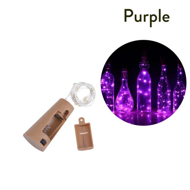 Decoração Natalina com Cortiça em Forma de Garrafa de Vinho e Luzes LED String - Opções de 1m com 10 LEDs ou 2m com 20 LEDs