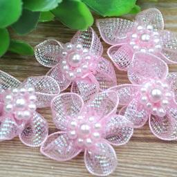 Mini fita de organza em cores mistas, fita flor, casamento, faça você mesmo, apliques artesanais, faça você mesmo, laço de cabelo, acessórios de costura de vestuário, com 10 peças - Image 4