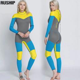 Conjunto de roupa de mergulho feminina, macacão de neoprene apertado elástico com costura colorida, roupa de mergulho para mulheres 3mm - Image 5