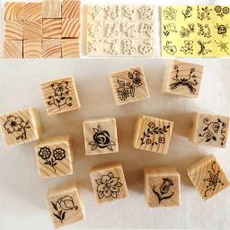 12pçs selos de madeira florais, selos de madeira diy, carimbo de madeira, letras de flor rosa, diário, artesanato, conjunto de cartão para scrapbooking - Image 2