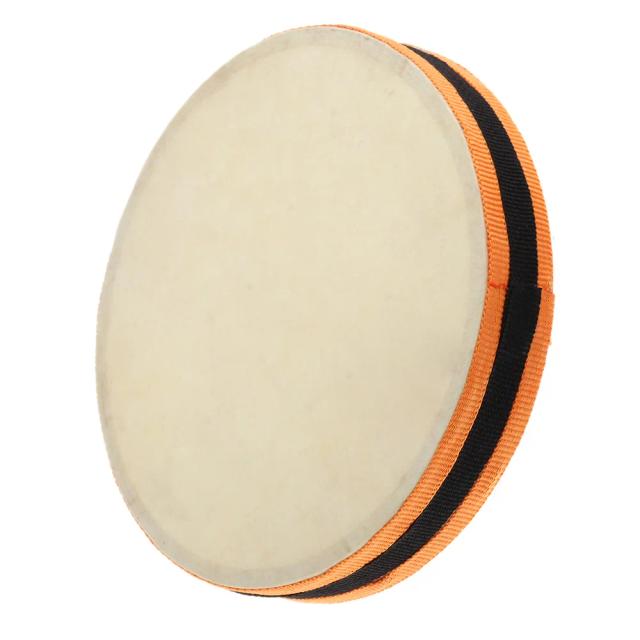 Tambor de mão de madeira de 8" com cabeça dupla - Instrumento musical educacional de percussão para festas e crianças pequenas