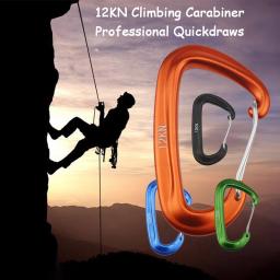 Mosquetão de escalada profissional, gancho 12kn, trava de segurança para equipamento de escalada em forma de d - Image 1