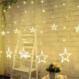 Cortinas com luzes de led para decoração, 2.5m, 138, estrelas, luz de fadas, natal, guirlanda ue, 220v, para casamento, casa, festa, aniversário, decoração - Image 5