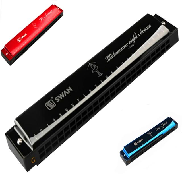 Gaita de Tremolo Swan 24 Buracos: Armônica Popular em 3 Cores para Escolher