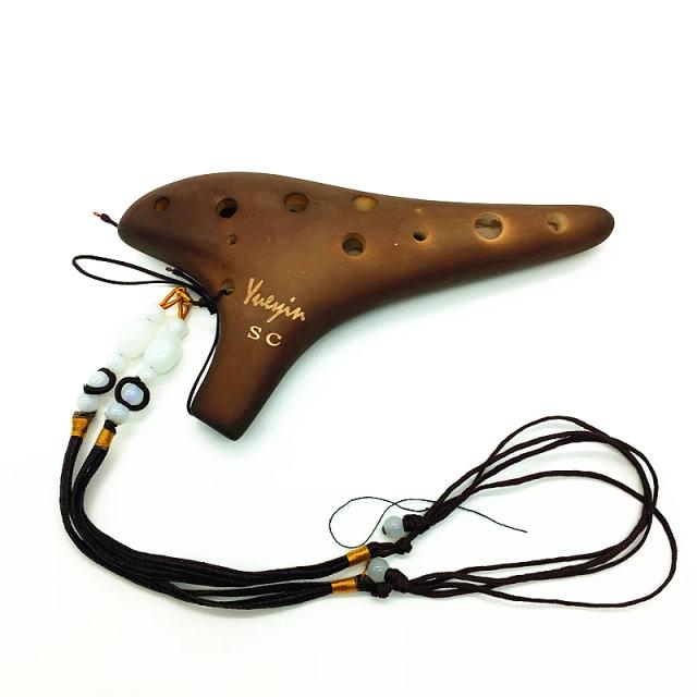 Ocarina Profissional de Cerâmica com 12 Orifícios e Queima de Fumaça para Alto e Soprano - Alta Qualidade