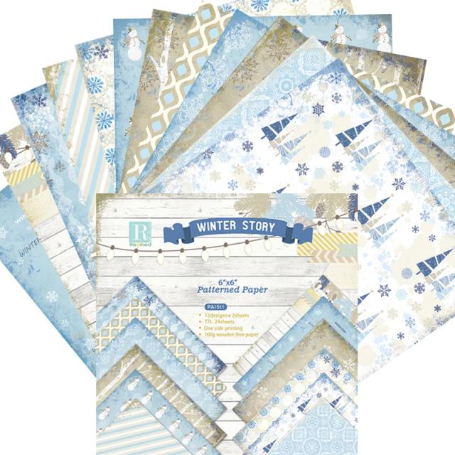 Papel para Scrapbooking Kljuyp com 12 folhas para Histórias de Inverno, Origami e Artesanato DIY