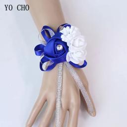 YO CHO-Pulso Artificial De Seda Corsage Flores, Mão de dama de honra Flores, Casamento Branco, Dancing Party Decor, Bridal Prom - Image 6