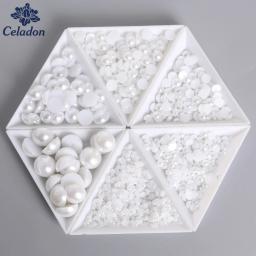 Imitação de contas de pérola para vestuário, 50-1000 peças 1.5-14mm abs cola em contas soltas redondas para artesanato faça você mesmo decoração de scrapbook - Image 4