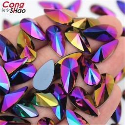 Strass AB Para Fazer Jóias, Forma de Gota de Lágrima, Cola no Flatback, Pedras Apontas, Strass para Artesanato DIY, 9x18mm, 50PCs, WC455 - Image 2
