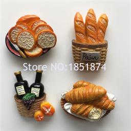 Imãs de geladeira franceses, saco de papel de grãos 3d de resina, lembrança de geladeira para turista, adesivos magnéticos de decoração da casa - Image 3