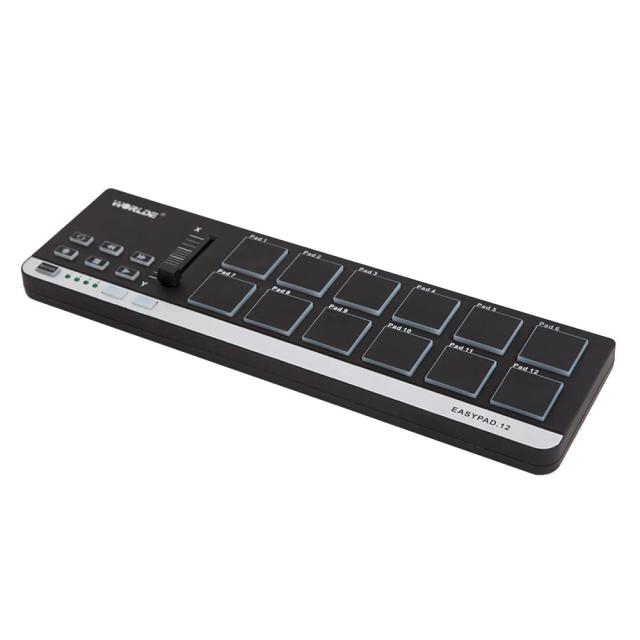 Controlador MIDI Portátil Worlde com Mini Teclado, Drum Pad e Cabo USB - EasyPad.12