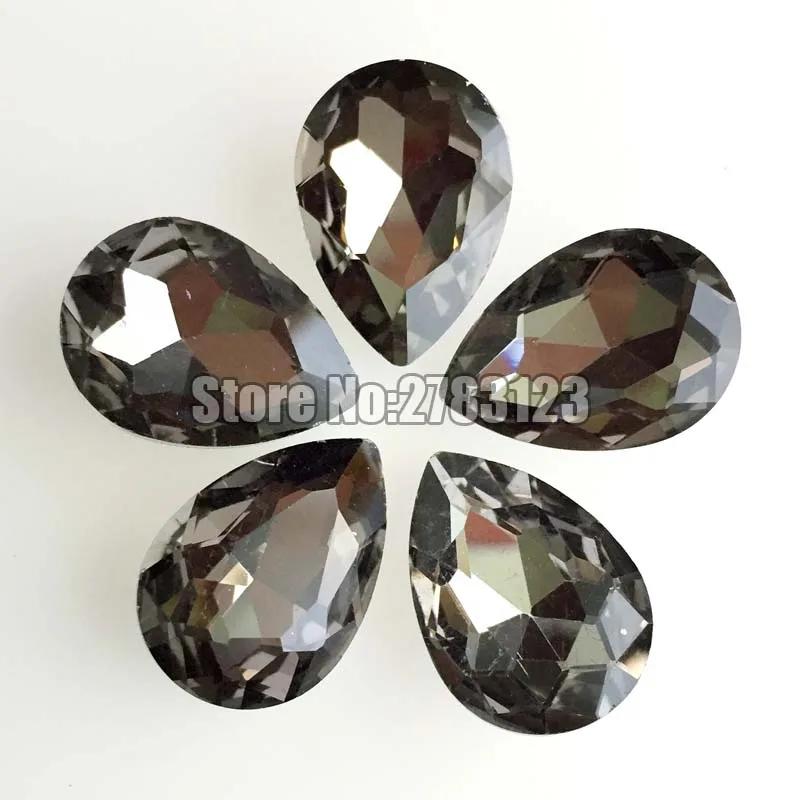 Strass com formato de gota, ponta cinza boa qualidade aaa + cristal de vidro, 4x6mm 6x8mm 7x10mm 10x14mm 13x18mm 18x25mm - Image 1