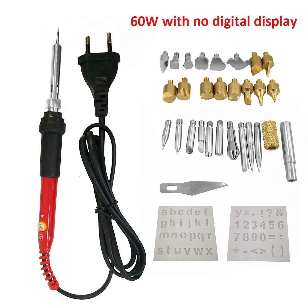 Ferro De Solda Elétrica Escultura, Ferramenta De Pirografia, Queima De Madeira, Gravação De Solda Pen Set, Temperatura Ajustável, 60W, 80W - Image 1