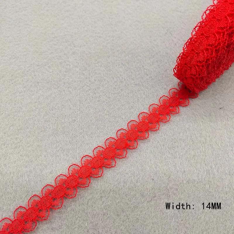 Fita de renda vermelha para decoração, fita de renda vermelha de qualidade, enfeite de renda diy para costura, tecido de renda africano - Image 1