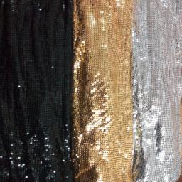 Tecido de malha metálica, 24cm x 20cm, pano de metal, lantejoulas, tecido quadrado, dourado, preto, decoração para casa - Image 1