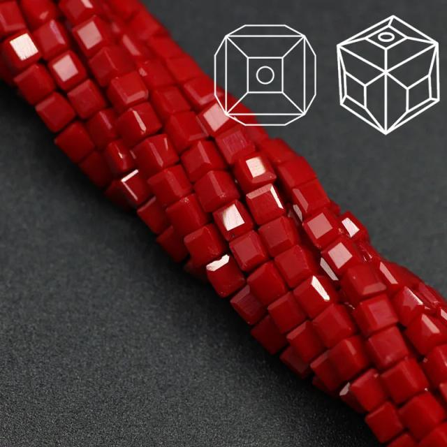 Contas de Cristal Facetado Quadrado: 100 Miçangas de Vidro para Artesanato e Colares de Moda
