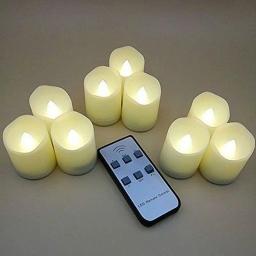 Conjunto de 9 velas led sem chama com borda derretida, com temporizador, controle remoto, vela votiva, natal, casamento, bateria, operação-branco quente - Image 1