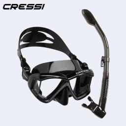Cmento máscara de mergulho para adultos, conjunto snorkeling, máscara de mergulho, saia silicone, quatro lentes, panorâmica, seco pano4 - Image 4