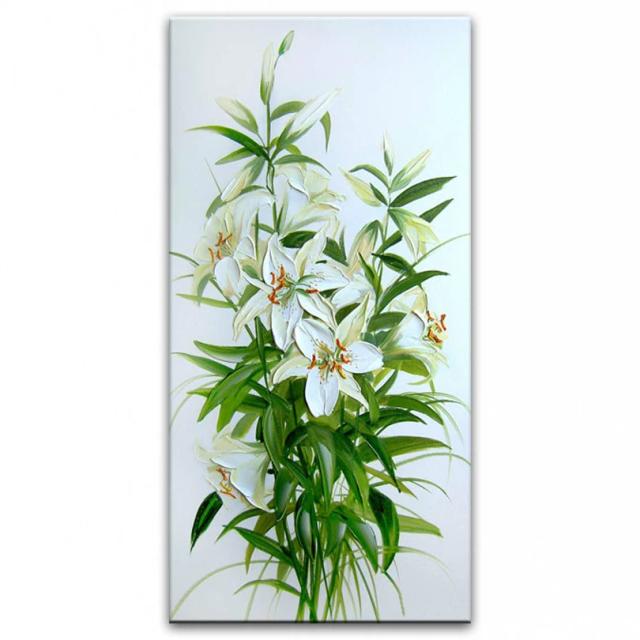 Pintura a Óleo Manual de Alta Qualidade em Tela - Arte de Flores para Decoração de Casa