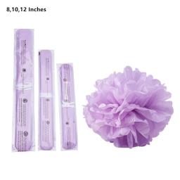 14 peças bolas de papel de pompom borlas, flores de papel, bolas de colmeia, 3 estilos, roxo, azul, decoração de leque de papel para festa de casamento, mesa de eventos - Image 4