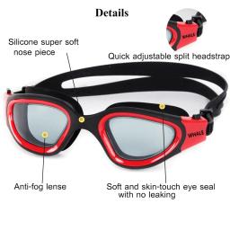 Óculos de natação de silicone ajustáveis para homens e mulheres, lente transparente, anti-nevoeiro, proteção UV, impermeável, adulto, piscina - Image 5