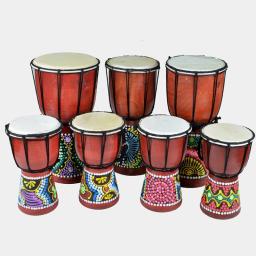 Tambor africano djembe sintonizável de percussão esculpido à mão pintura de mogno djembe com cabeça de pele de cabra padrão litfun - Image 5