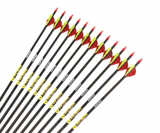 Anel à prova de explosão para arco recurvo, seta de carbono Spine300, 340, 400, 500, 600, ID6.2mm, palheta plástica 2 ", 100gr, ponto substituível, 12pcs