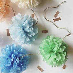 Papel de pompoms fofo 6 pol., decoração de festa de aniversário de casamento, bolas de flores e pompons - Image 3