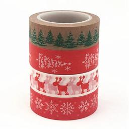 Natal Washi Fitas De Mascaramento, Listras De Rena De Floco De Neve, Kawaii Adesivos, Papelaria Scrapbooking Material Escolar, 1Pc - Image 4