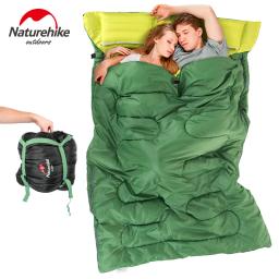 Naturehike-saco de dormir duplo com travesseiro, acampamento ao ar livre, portátil, Envelope, 2 pessoas, algodão, primavera, outono - Image 1