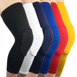 Protetor de joelho para vôlei e basquete, esponja sextavada esportiva protetora de segurança para perna, suporte de compressão para panturrilha - Image 1