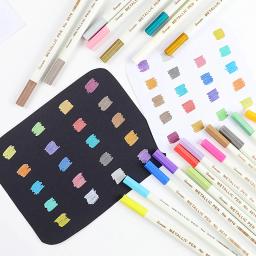 Marcador metálico com 20 cores, mícron metálico, para álbum, papel preto, desenho, escola, material artístico, caneta de tinta branca - Image 1
