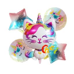 Balões metalizados de unicórnio e gato, 6 peças, decoração de festa, aniversário, casamento, cor gradiente, 32 polegadas - Image 3