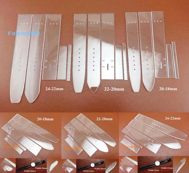 Conjunto de 3 Stencils Acrílicos para Artesanato em Couro - Template para Pulseiras de Relógio de 18-24mm com Cortador de Faca e Escultura de Costura