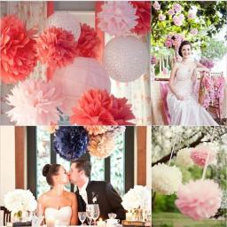 Papel de pompoms fofo 6 pol., decoração de festa de aniversário de casamento, bolas de flores e pompons - Image 5