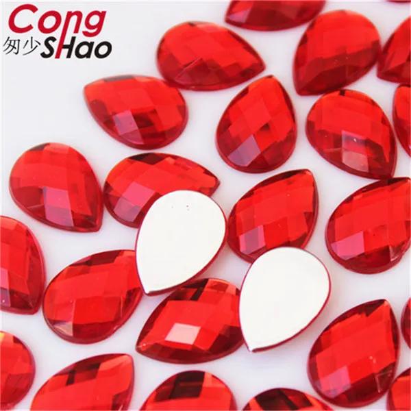 Pedras de Acrílico Colorido em Forma de Gota com Strass - Pacote com 50 Peças 13x18mm para Artesanato e Acessórios de Vestuário