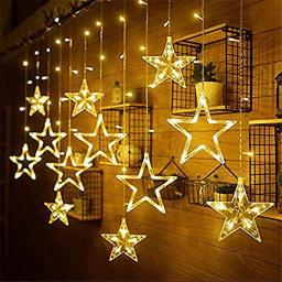 Cortinas com luzes de led para decoração, 2.5m, 138, estrelas, luz de fadas, natal, guirlanda ue, 220v, para casamento, casa, festa, aniversário, decoração - Image 1