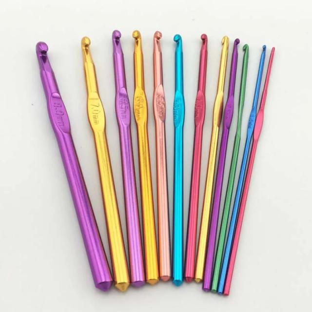 Agulhas de Tricô em Alumínio Alloy com Ganchos de Crochet para Costura - Disponíveis em 2mm a 7mm - 1 Peça