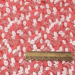 Tecido de algodão estampado com folhas, folhas, vermelho e cinza, para costura, faça você mesmo, acolchoado, 50x160cm - Image 4