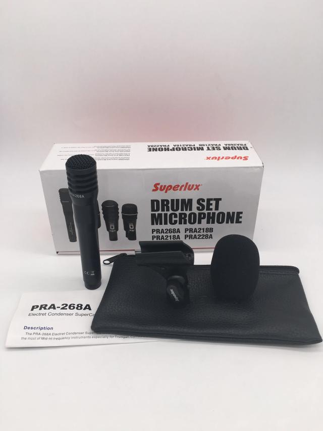 Microfone Superlux PRA268A para Drum Set e Gravação de Instrumentos Musicais com Captura Eletromagnética e Condensador