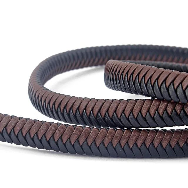 Cordão de Couro Trançado para Artesanato - Corda de 1m para Fazer Joias e Pulseiras, Dimensões 12*6mm